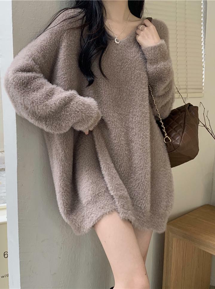 Coquette Aesthetic Y2K Fleece Sweater Dress - Comfy Mid-Length Casual Style