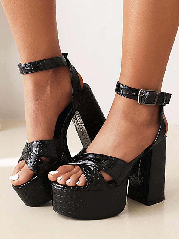 Coquette Aesthetic Y2K Sandals - Cute Platform Mary Janes for Grunge & Pastel Goth Styles