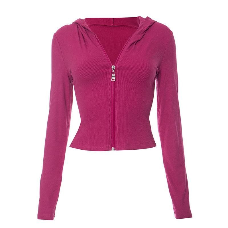 Coquette Aesthetic Zip-Up Hoodie - Y2K Fashion Long Sleeve Top for Comfy Grunge Style