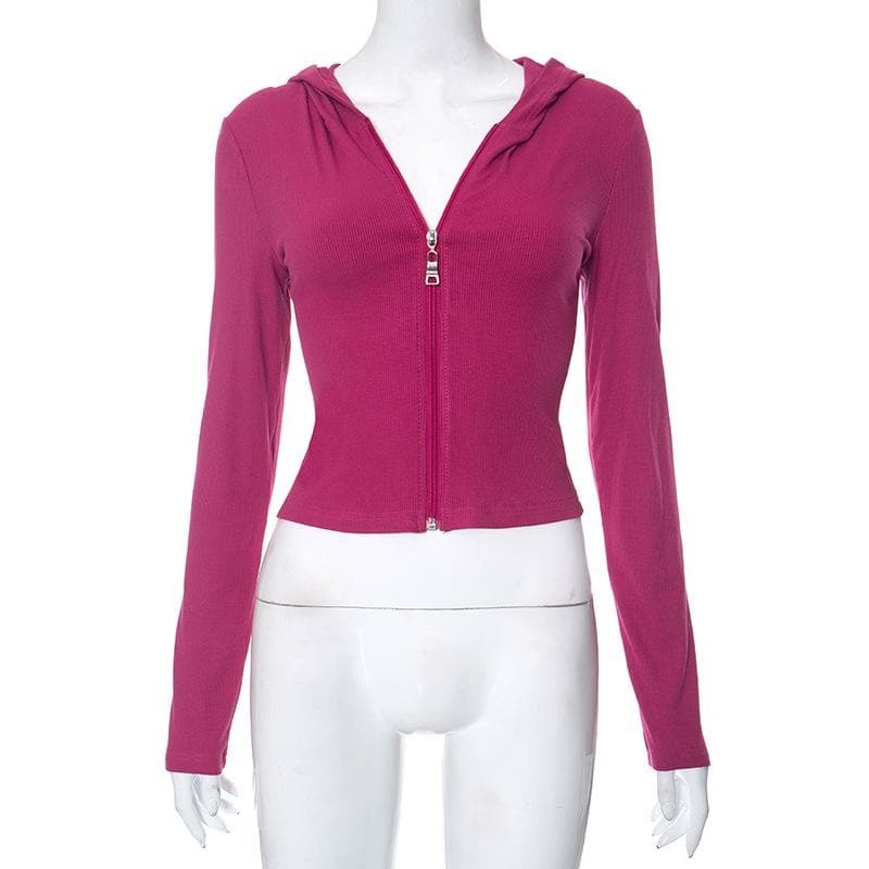 Coquette Aesthetic Zip-Up Hoodie - Y2K Fashion Long Sleeve Top for Comfy Grunge Style