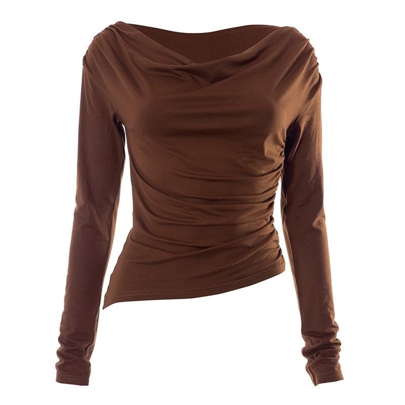 Cowl Neck Off-Shoulder Ruched Top - Y2K Fashion, Cute Aesthetic, Comfy Style, Grunge Vibes