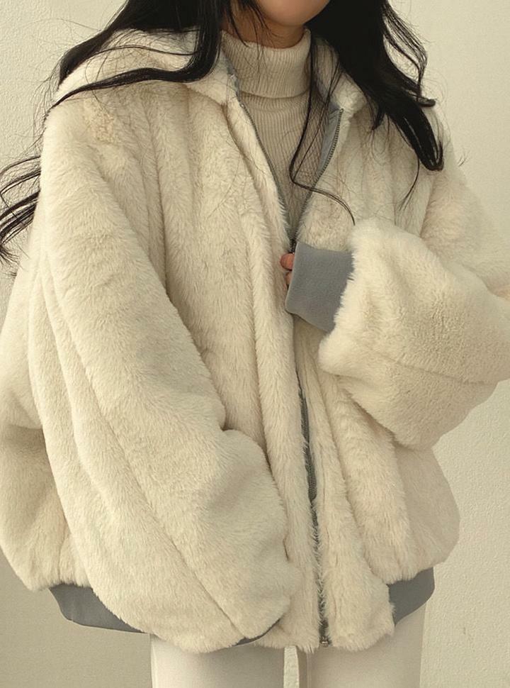 Cozy Fleece Thick Double-Sided Lamb Wool Hooded Coat for Y2K, Grunge, and Coquette Aesthetics
