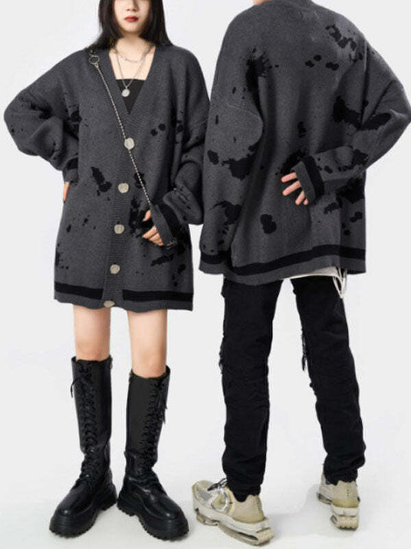Cozy Gray Button Cardigan - Y2K Aesthetic, Grunge Style, and Preppy Fashion Essential