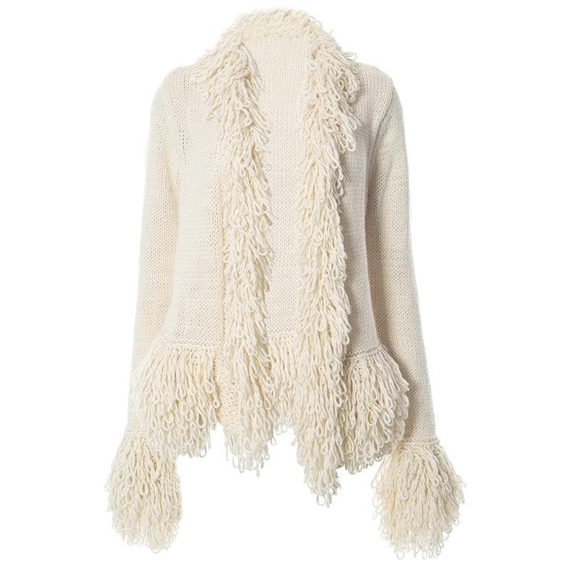 Cozy Knitted Tassel Coat Top - Y2K Aesthetic, Grunge Style, and Cute Layering Essential
