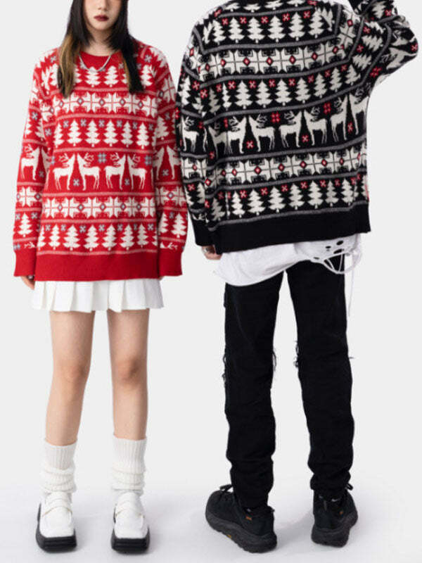 Cozy Knitted Y2K Aesthetic Couple Hoodies for Fall - Cute & Comfy Holiday Style