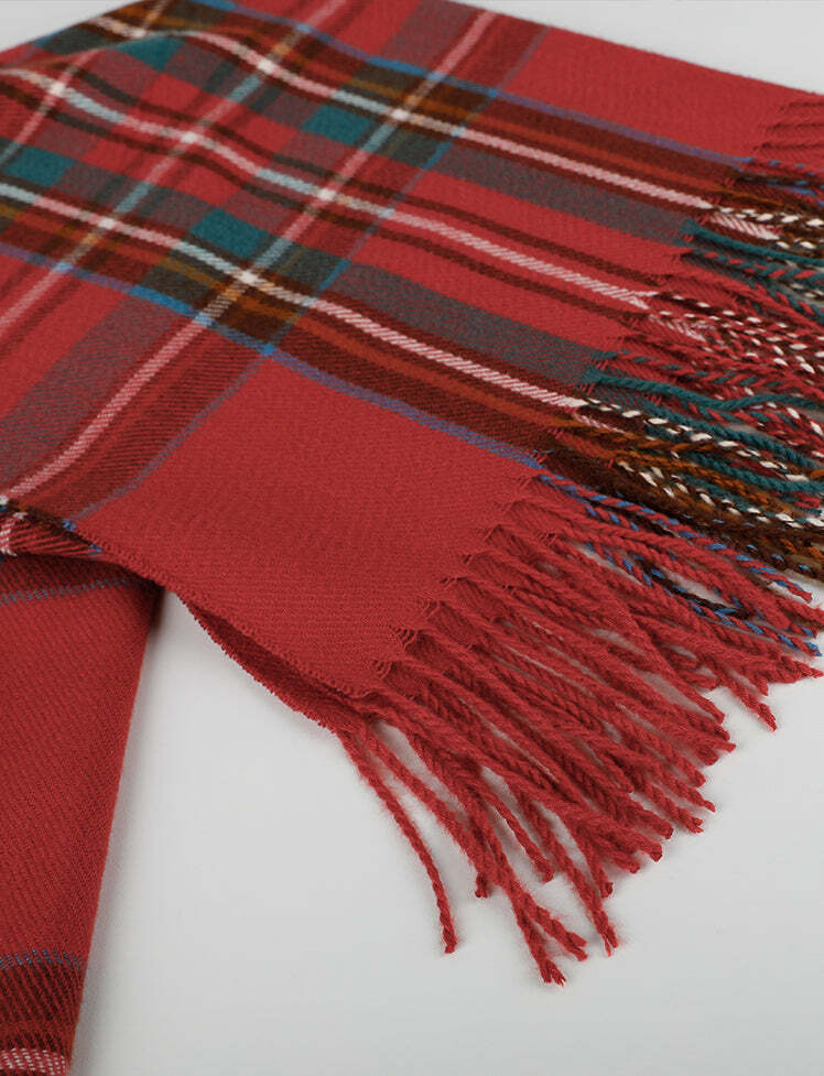 Cozy Red Plaid Scarf for Y2K Fashion Lovers - Perfect for Grunge, Preppy, and Cottagecore Aesthetics