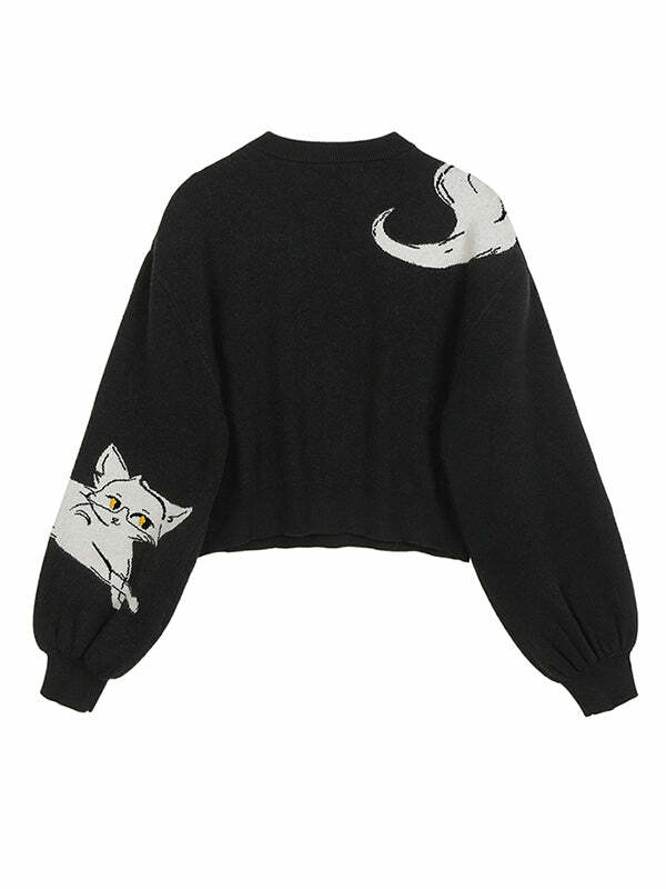 Cozy Y2K Cats Sweater - Cute Grunge Aesthetic Top for Fall & Winter Vibes