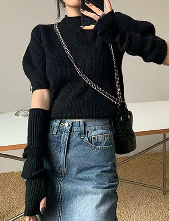 Cropped Removable Sleeve Sweater - Y2K Aesthetic, Coquette Style, Comfy Layering Essential