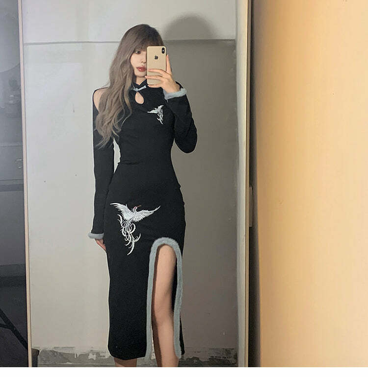 Dark Academia Elegant Dress - Y2K Aesthetic, Vintage Style, Perfect for Aesthetic Outfits