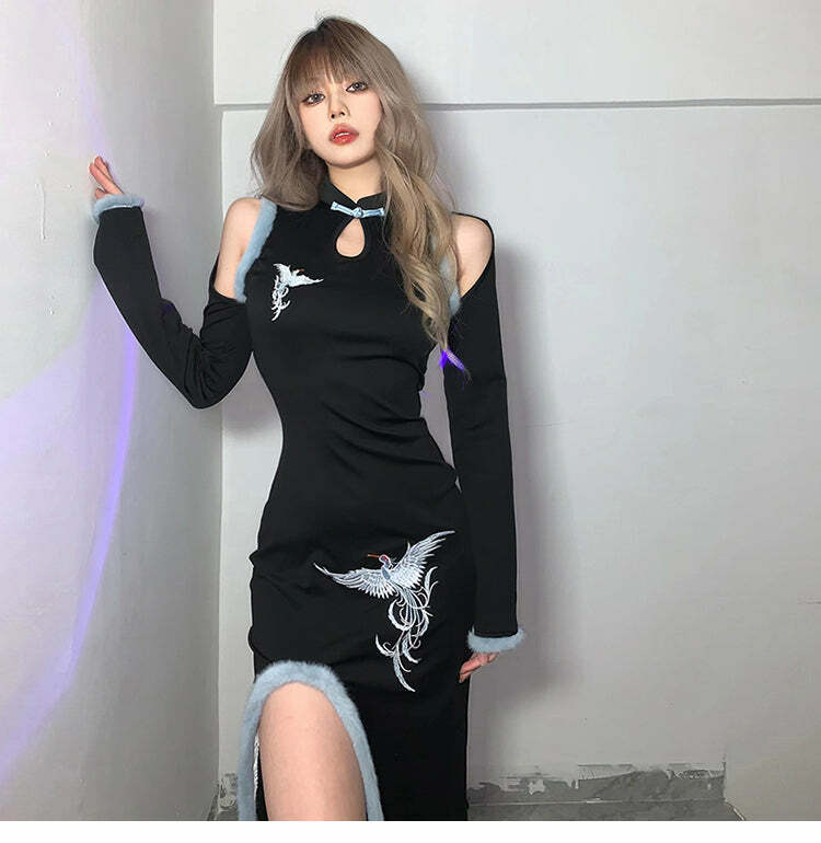 Dark Academia Elegant Dress - Y2K Aesthetic, Vintage Style, Perfect for Aesthetic Outfits