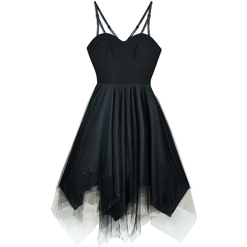 Dark Night Black Fairy Slip Dress - Y2K Aesthetic, Grunge Style, Coquette Fashion