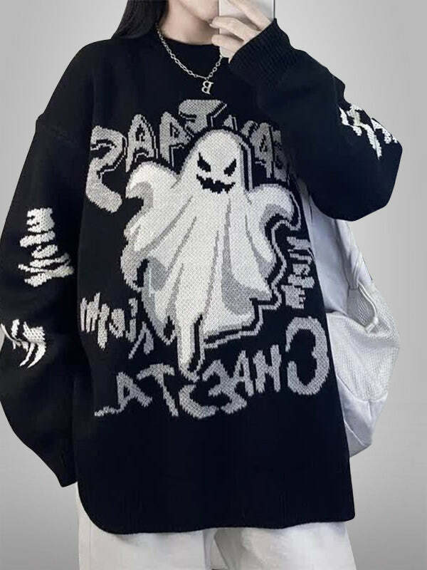 Devil Evil Vil Y2K Grunge Sweater - Cute Aesthetic Top for Coquette & Dark Academia Styles