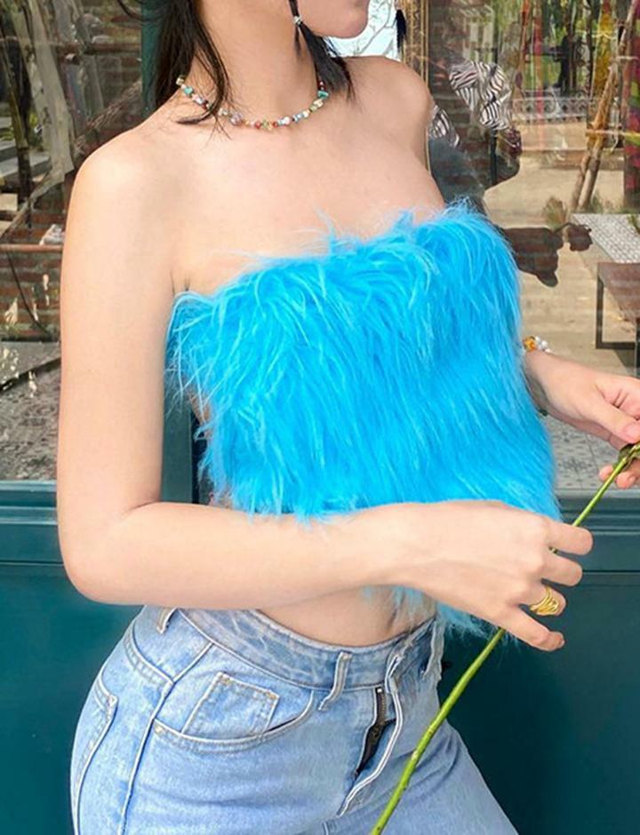 Faux Fur-Wrapped Slim Fit Vest - Y2K Aesthetic, Coquette Style, Comfy Layering Top
