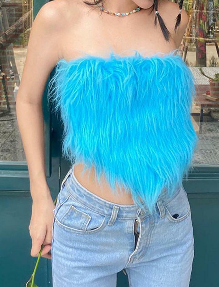 Faux Fur-Wrapped Slim Fit Vest - Y2K Aesthetic, Coquette Style, Comfy Layering Top