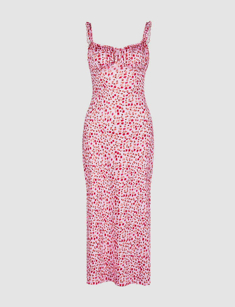 Floral Boho Ruffle Cami Dress - Y2K Aesthetic, Cute Summer Outfit, Coquette Style