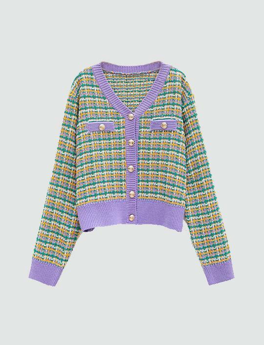 Floral Cropped Knitted Cardigan - Y2K Aesthetic Comfy Sweater for Coquette & Grunge Styles
