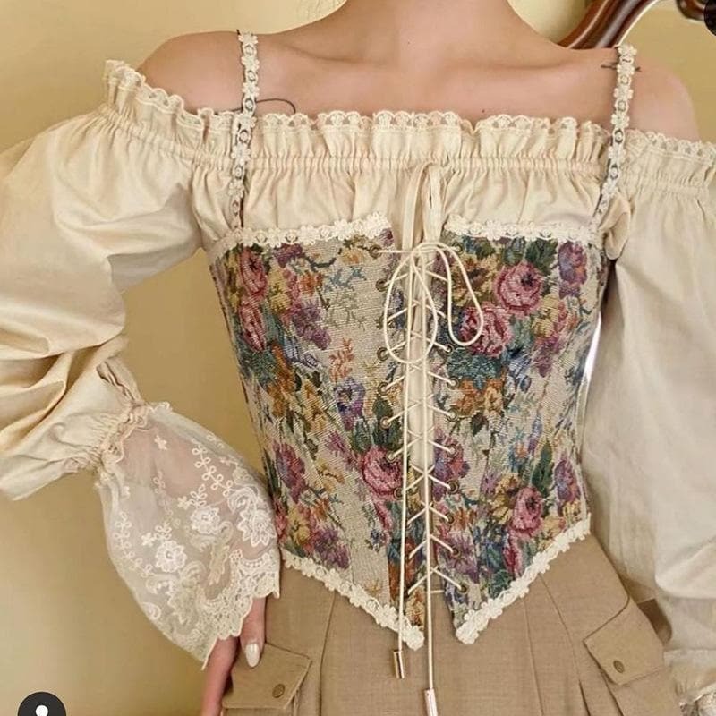 Floral Embroidery Lace-Up Bustier Cami Top - Y2K Aesthetic Cute Crop Top for Coquette Style