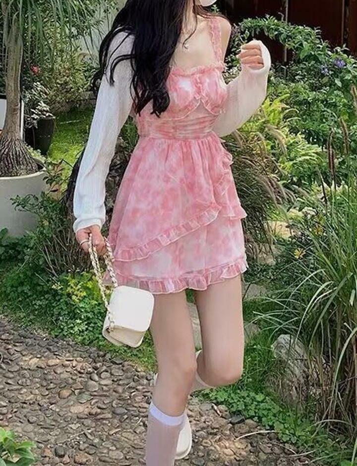 Floral Print Lettuce Edge Vacation Dress - Y2K Aesthetic, Coquette Style, Cute Summer Outfit