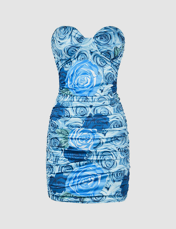 Floral Print Off Shoulder Mini Dress - Y2K Aesthetic, Coquette Style, Cute Summer Outfit