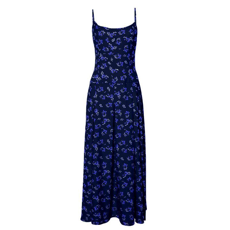 Floral Print Y2K Aesthetic Zip-Up U-Neck Cami Maxi Dress for Cute Summer Outfits