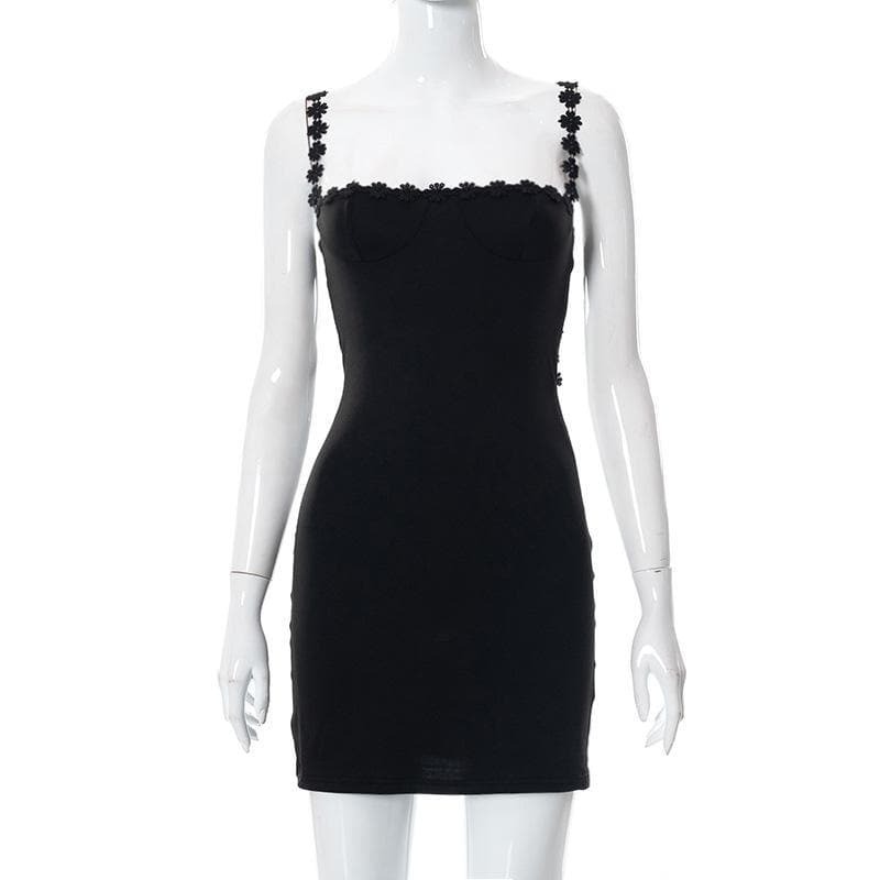 Floral Strap Square Neck Dress - Y2K Aesthetic, Coquette Style, Cute & Comfy Fashion