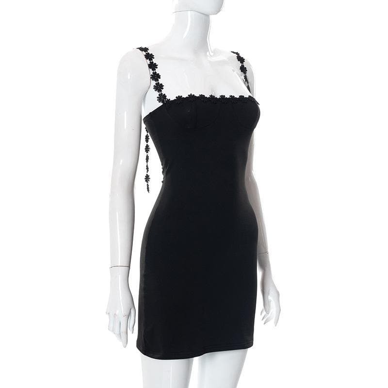 Floral Strap Square Neck Dress - Y2K Aesthetic, Coquette Style, Cute & Comfy Fashion