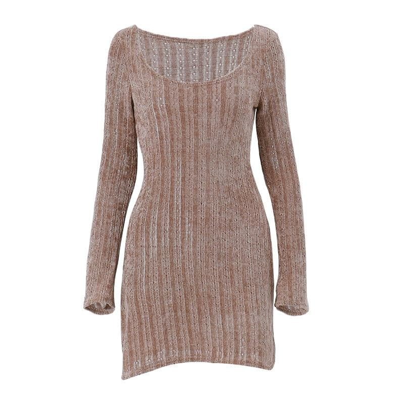Fluffy Off-Shoulder Cut-Out Mini Dress - Y2K Fashion, Coquette Aesthetic, Cute Tops