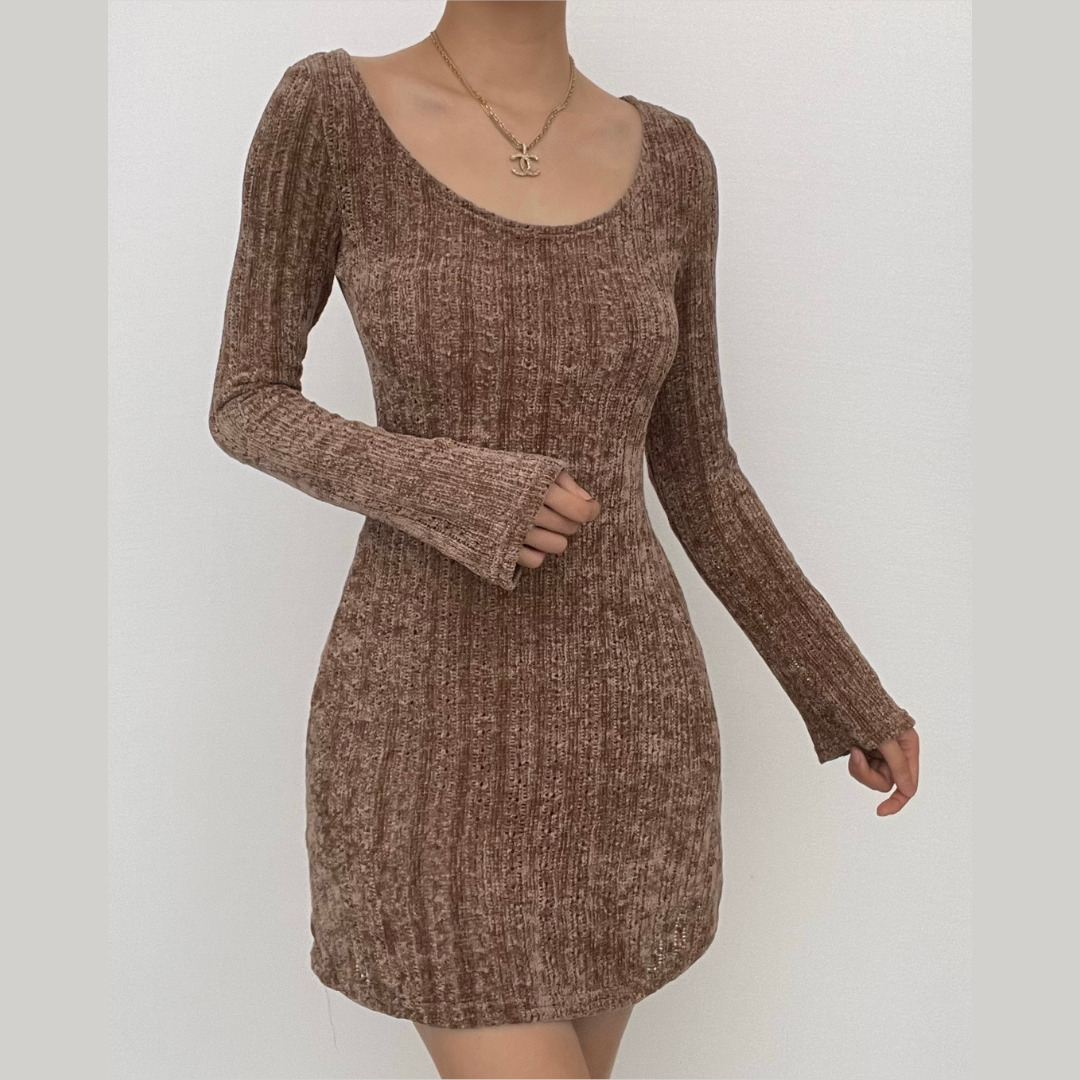 Fluffy Off-Shoulder Cut-Out Mini Dress - Y2K Fashion, Coquette Aesthetic, Cute Tops