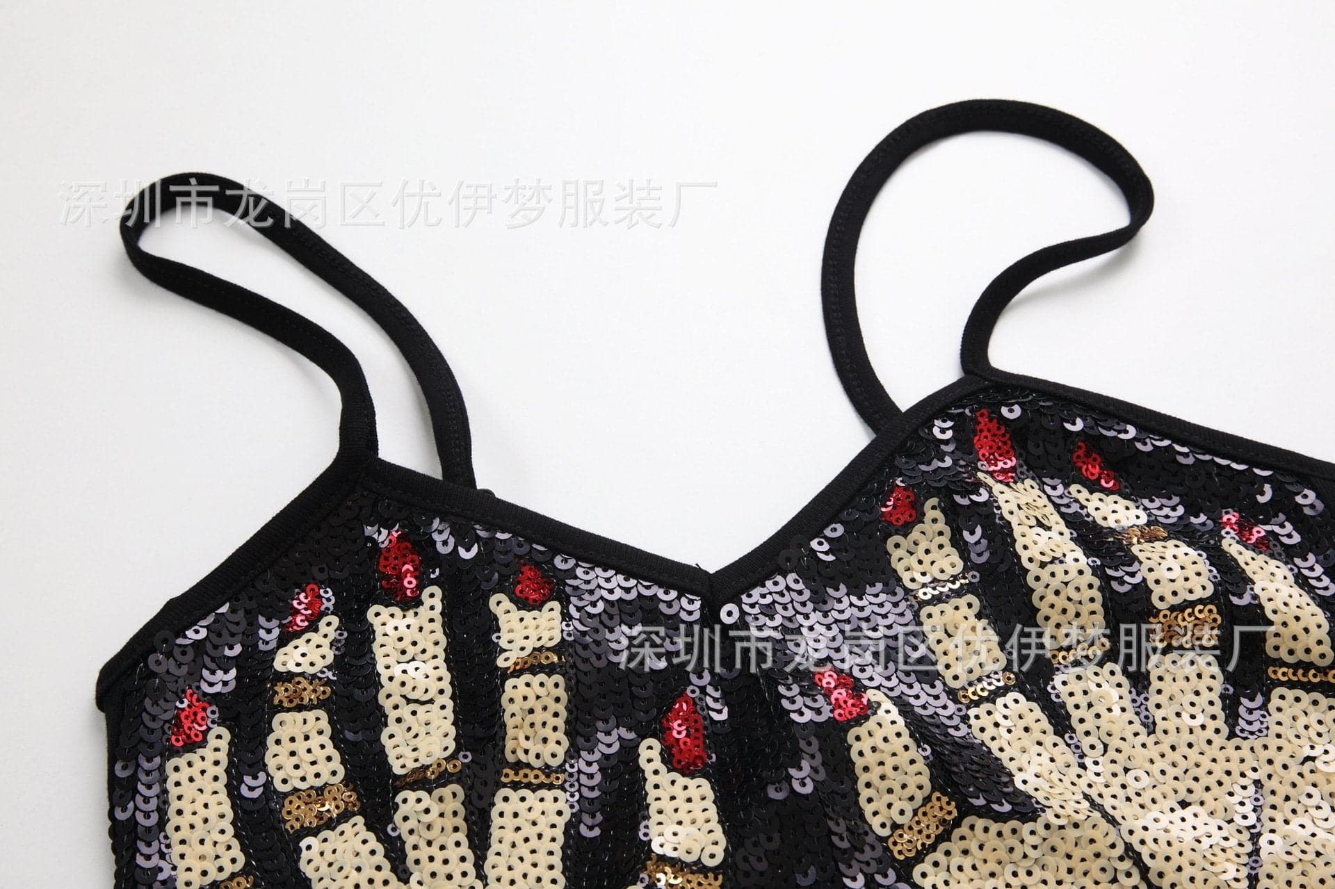 Glitter Backless Cami Top with Palm Pattern - Y2K Aesthetic Cute Crop for Summer Vibes