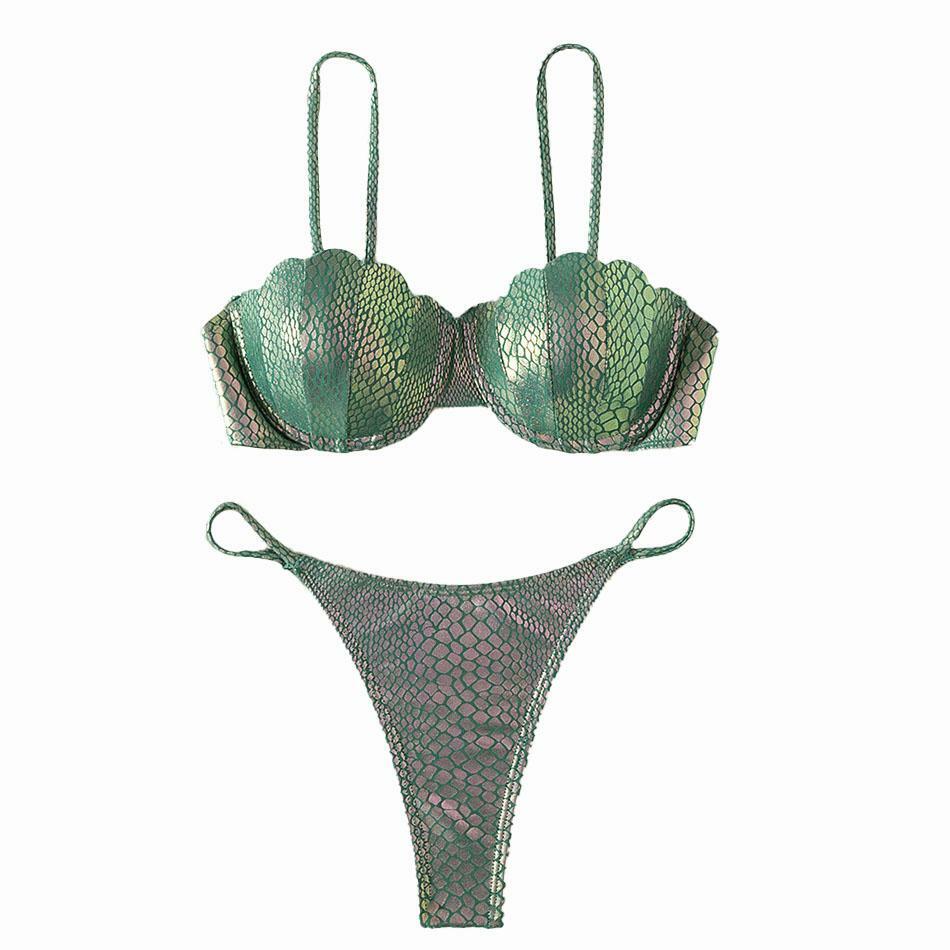 Glittery Backless Self-Tie Padded Bikini - Y2K Aesthetic Swimwear for Trendy Summer Vibes