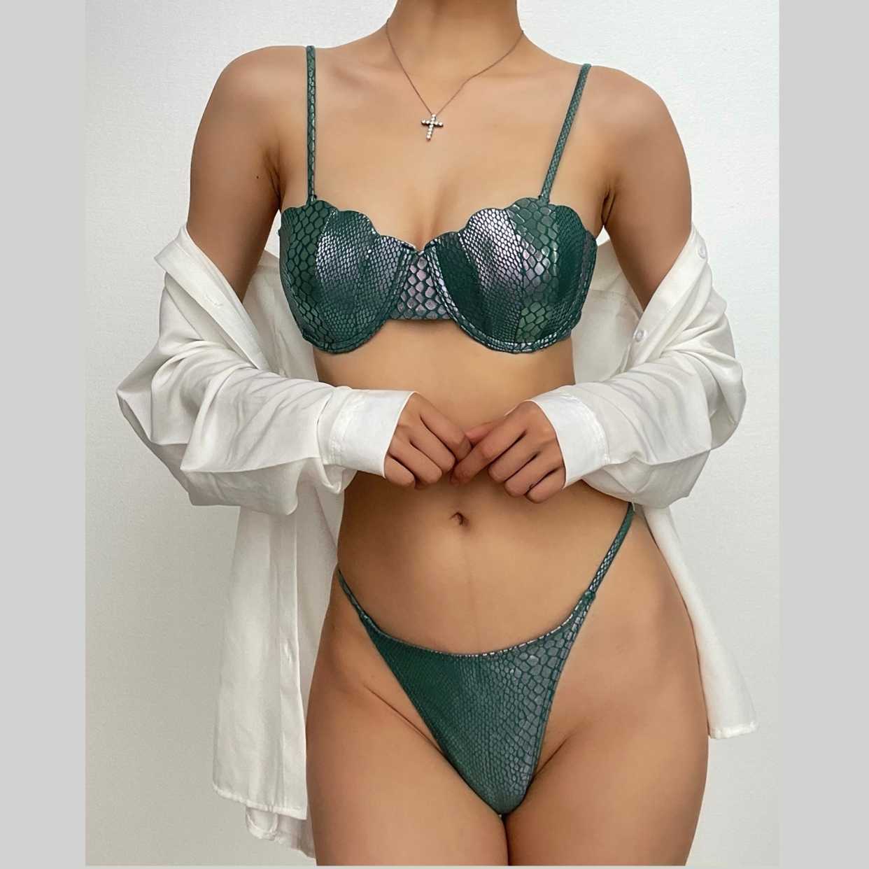 Glittery Backless Self-Tie Padded Bikini - Y2K Aesthetic Swimwear for Trendy Summer Vibes