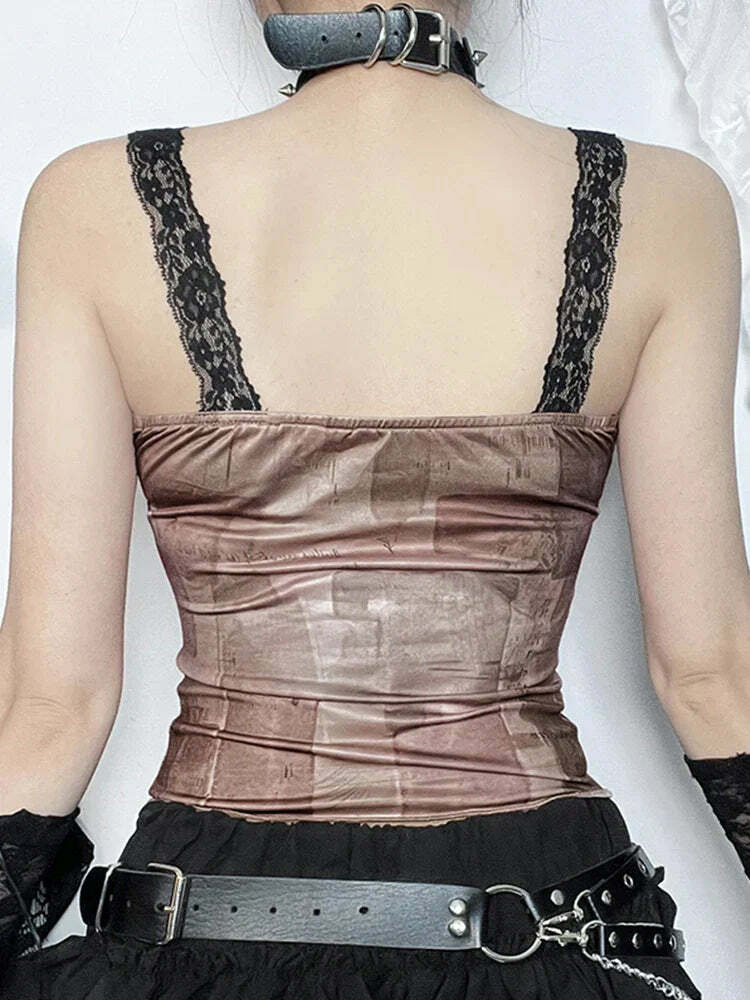 Gothic Butterfly Camisole Top - Y2K Aesthetic, Grunge Style, Cute Layering Essential