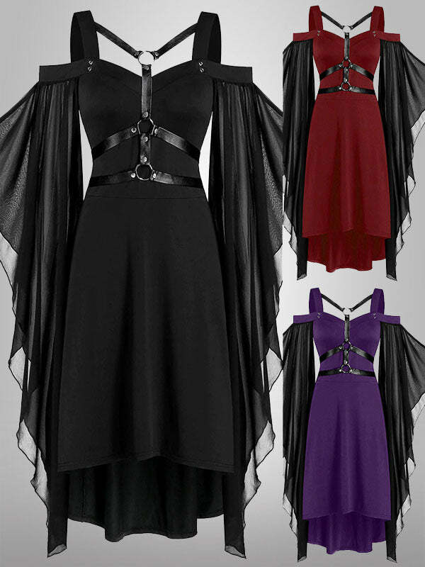 Gothic Flare Sleeve Dress - Y2K Aesthetic, Grunge Style, Coquette Fashion, Cute & Comfy