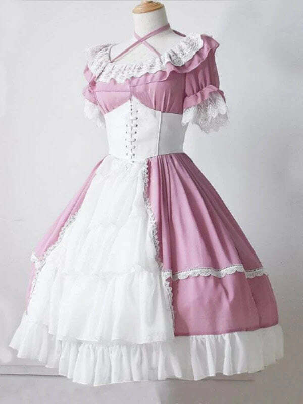 Gothic Flare Sleeve Retro Princess Lolita Dress - Y2K Coquette Aesthetic Fashion