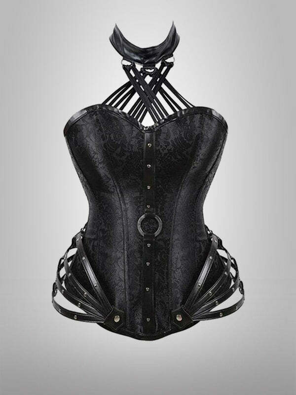 Gothic Halter Tube Corset Top - Y2K Grunge Aesthetic, Coquette Style, Cute Crop Top