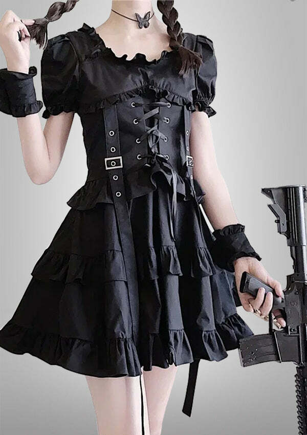Gothic Vintage Lolita Dress - Y2K Aesthetic, Coquette Style, Grunge Fashion, Cute Outfits