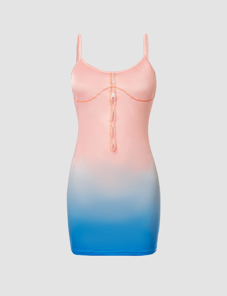 Gradient Color Cami Dress - Y2K Aesthetic, Cute Tops, Coquette Style, Pastel Goth Fashion
