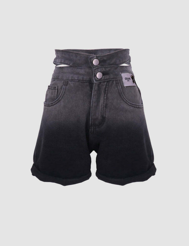 Gradient Color Denim Shorts - Y2K Aesthetic, Cute & Comfy for Grunge and Coquette Styles