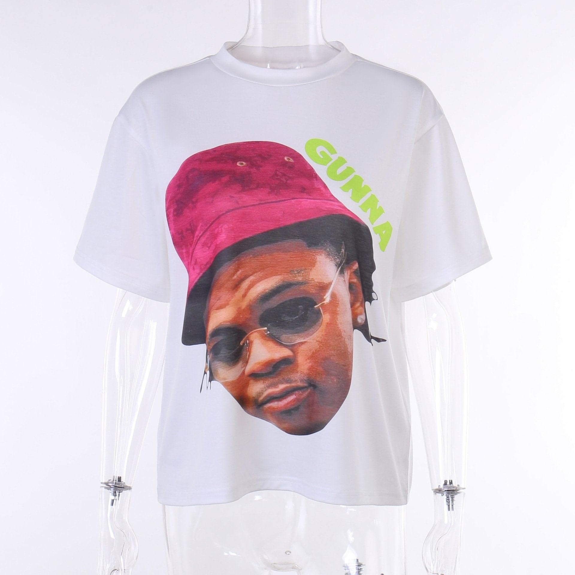 Graphic Print Y2K Aesthetic Short Sleeve Contrast Crewneck Top for Cute Outfits