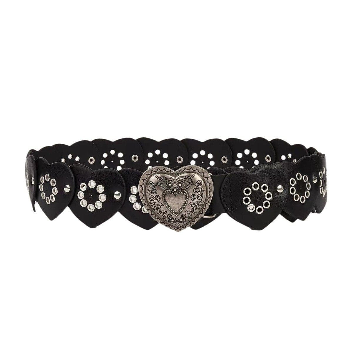 Heart Hollow Out Patchwork PU Leather Belt - Y2K Aesthetic Accessory for Cute Outfits