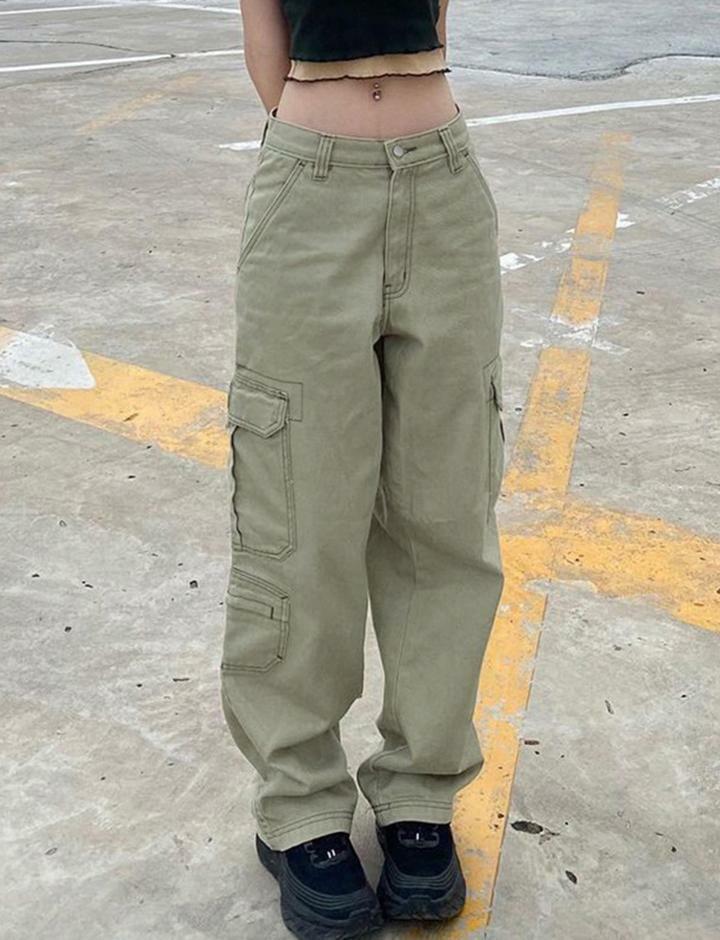 High-Waisted Y2K Pocket Cargo Pants for Coquette, Grunge, and Aesthetic Styles