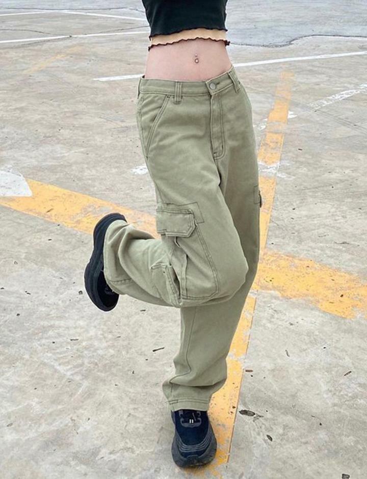 High-Waisted Y2K Pocket Cargo Pants for Coquette, Grunge, and Aesthetic Styles