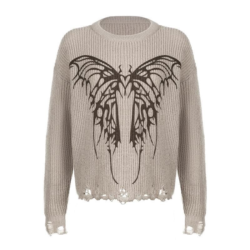 Hollow Out Crochet Butterfly Long Sleeve Cut-Out Top - Y2K Coquette Aesthetic Fashion