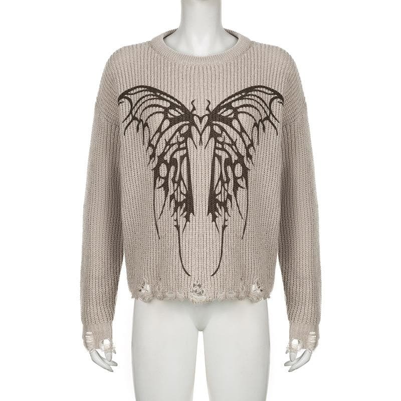 Hollow Out Crochet Butterfly Long Sleeve Cut-Out Top - Y2K Coquette Aesthetic Fashion