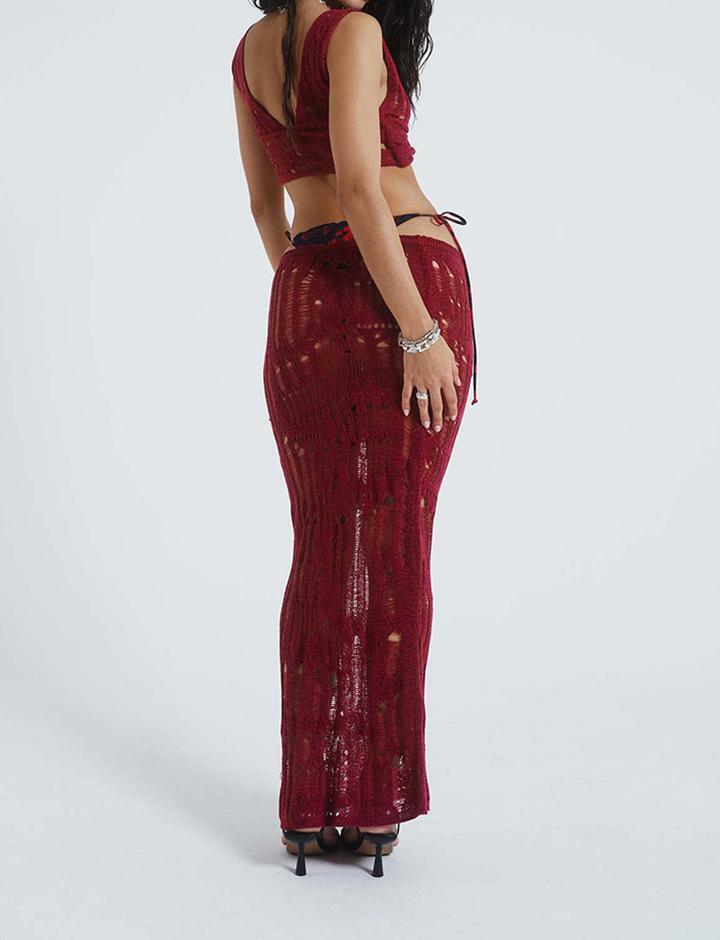 Hollow Out Crochet Camisole & Maxi Skirt Co-ord Set | Y2K Fashion, Coquette Aesthetic, Cute Outfits