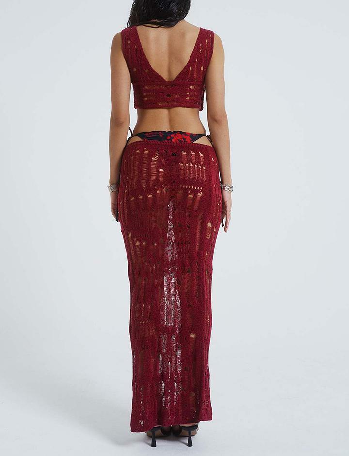 Hollow Out Crochet Camisole & Maxi Skirt Co-ord Set | Y2K Fashion, Coquette Aesthetic, Cute Outfits