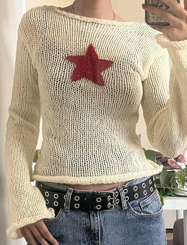 Hollow Out Star Graphic Y2K Top - Cute Aesthetic Tee for Coquette & Grunge Styles