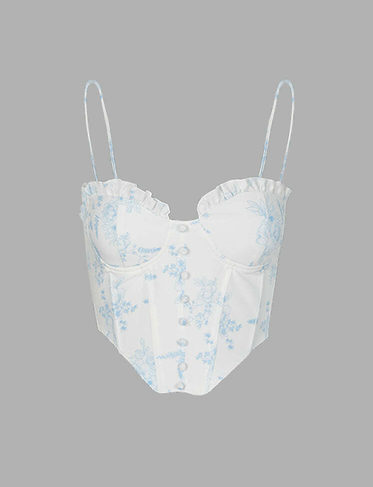 Irregular Floral Print Tank Top - Y2K Aesthetic Cute Top for Coquette & Grunge Styles