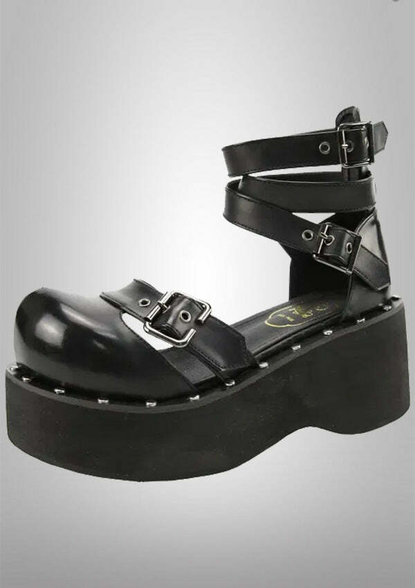 JULIE Y2K Platform Mary Jane Shoes - Cute Coquette Aesthetic Footwear for Grunge Style