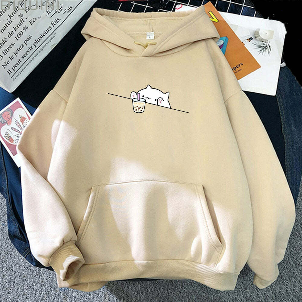 Kawaii Bubble Tea Hoodie - Y2K Aesthetic, Cute Tops, Comfy Streetwear for Trendy Looks